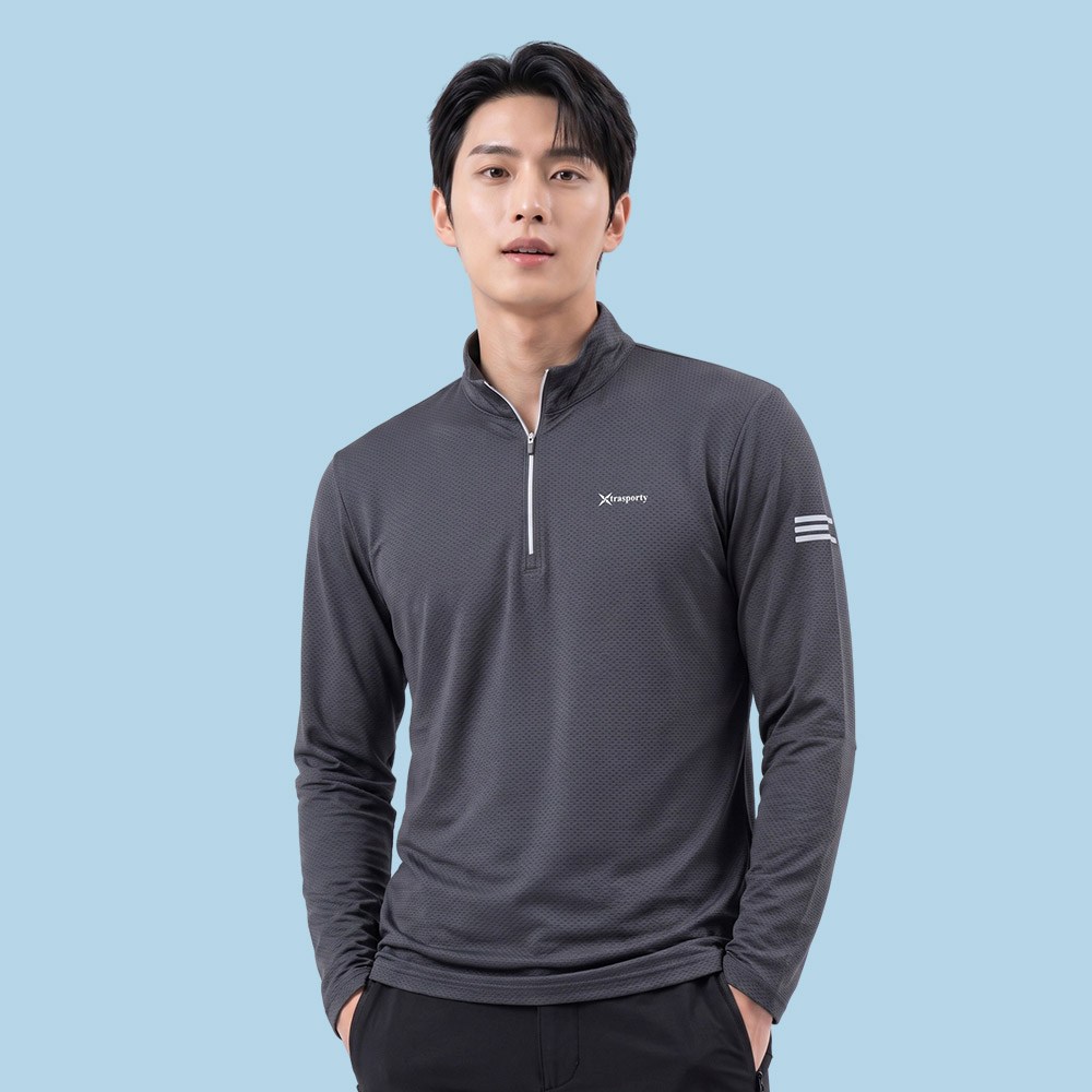 [이지바이] 남성 긴팔 집업 티셔츠_더쾌적한 빅사이즈 등산 아웃도어 스판 티셔츠
