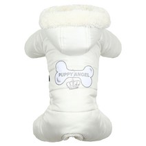 퍼피엔젤 러블리 본 오버롤 애견 패딩 남아용, 아이보리