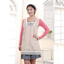 한스빌 플라워체크 성인 앞치마, 베이지, 1개