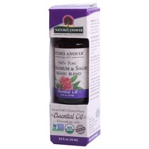 Natures Answer 100% 퓨어 제나륨 & 세이지 오가닉 블렌드 에센셜 오일, 15ml, 1개