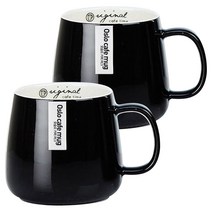 오슬로 카페 투톤 머그컵 240ml, 블랙, 2개