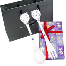 고집몰 어린이 은수저 은포크 세트 고양이, 혼합 색상, 1세트, 은수저 1p + 은포크 1p + 포장박스 1p + 쇼핑백 1p + 보증서 1p