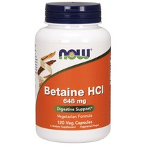나우푸드 베타인 HCI 648mg 베지 캡슐, 120개입, 1개