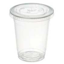커피촌 투명 PET 아이스컵+평뚜껑 410ml, 100개, 1세트