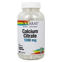솔라레이 칼슘 시트레이트 1000mg 비타민 D-3 포함 캡슐, 240개입, 1개