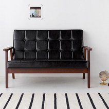 마켓비 BUGOK 2인 소파 FBR-CBK, 블랙