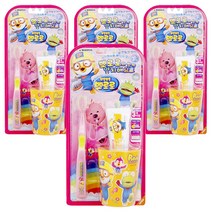 케이엠제약 뽀로로 칫솔 색상 랜덤 + 치약 파인애플향 + 양치컵 세트 핑크, 4세트