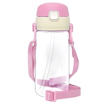 bans 유아용 트라이탄 목걸이 빨대 물병 BTB-450, 핑크, 450ml