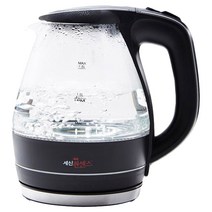 퀸센스 스테인레스 바닥 유리무선주전자 1.5L, QS-1015S Black