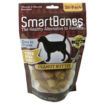 스마트본 피넛 버터 미니 개껌, 땅콩버터, 16개입x1개, 1개