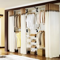 프라임티에이시 뉴 골드 드레스룸 커튼형 행거, 연브라운 + 아이보리