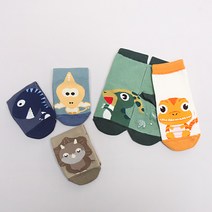 우리섬유 유아동용 쥬라기 중목 양말 5켤레