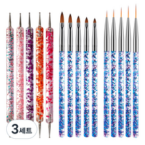 메이브라운 추천 도트봉 5종 + 아크릴붓 5종 + 세필붓 5종 세트, 3세트, 혼합색상