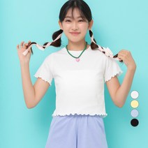 ELLE GIRL 골지 크롭 반팔 티셔츠