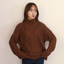 빼빼 여성용 꽈배기 터틀넥 목폴라 니트티셔츠