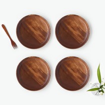 니코트 우드 플레이트 round L, 4개, 플레이트4p