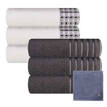 송월타월 호텔용 리치라인 수건 아이보리 3p + 코밍 수건 3p + 테리 베이커리 고리타월 랜덤 발송, 회색, 1세트