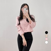 밀키버터 여성용 하트넥 퍼프 자켓 블라우스