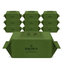 브라운 네이처 밤부 저자극 엠보싱 생분해 유아물티슈 캡형, 10팩, 70매