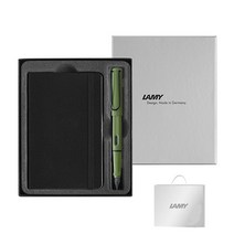 LAMY 사파리 만년필 + 노트 기프트세트, EF, 사바나그린