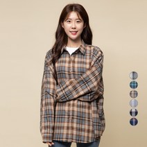 캐럿 여성 루즈핏 체크 플란넬 셔츠
