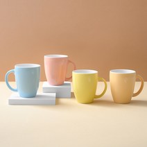 해피정코리아 오벌머그컵 유광 파스텔 세트, 오렌지, 베이비블루, 베이비핑크, 옐로우, 4p