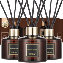 쿤달 퍼퓸 디퓨저 200ml 3개 + 섬유스틱 15개 세트, 웨딩부케향