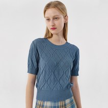 로켓런치 여성용 SEE THROUGH ARGYLE 니트 탑