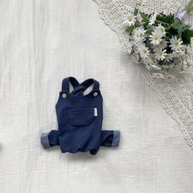 그루밍독 반려동물 포켓 오버롤 멜빵바지 올인원, 블루