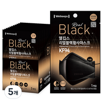 웰킵스 리얼블랙 황사마스크 대형 KF94, 25개입, 5개