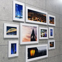 꾸밈 액자세트 야경으로아름다운분위기있는도시의밤, 화이트