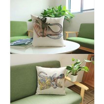 수채화 애니멀 쿠션커버 2 A+B SET