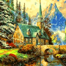 Q497 별장풍경화DIY그림그리기 size 40x50cm