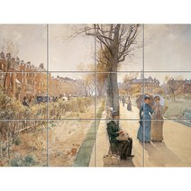 StatiWestern-188 가을 풍경이 있는 공원 30 x 30 cm 12장, 혼합 색상, 1세트