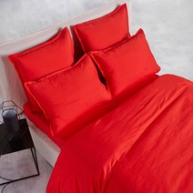 라흐두뜨 심플 컬러 러플 포플린 순면 이불 커버 F662444, coquelicot red