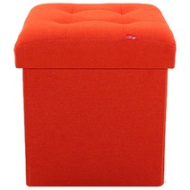 하늬통상 접이식 패브릭 수납 스툴 중형, 오렌지컬러