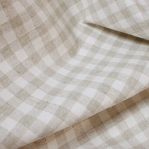 르우홈 린넨 코튼 체크 패브릭 원단 1 cm, 베이지