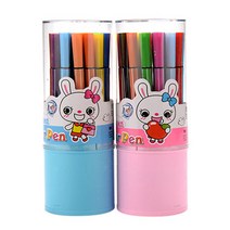블루마토 귀여운 토끼 원통 사인펜 24색 케이스 No.1666-24, 랜덤 발송, 2세트