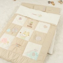 이지베이비 유아용 사계절 목화솜 이불 + 패드 + 베개, 베이지