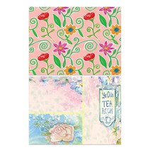 로엠디자인 실리콘 식탁매트 꽃밭 + 티타임, 혼합 색상, 385 x 285 mm