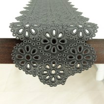 해피툴 펀칭 데이지 레이스 러너 매트, 블랙, M(180 x 19 cm)