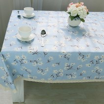 이코디 레이스 목화 테이블 보, 블루, 140 x 200 cm