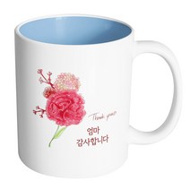 핸드팩토리 레드카네이션 엄마감사합니다 머그컵, 내부 파스텔 블루, 1개