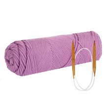 쁘띠목도리 DIY 올뉴 코튼롤 뜨개실 4p + 줄바늘 7mm + 도안, 34번 연보라, 1세트