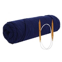 쁘띠목도리 DIY 올뉴 코튼롤 뜨개실 4p + 줄바늘 7mm + 도안, 62번 남색, 1세트