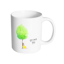 핸드팩토리 나무그늘여자 숨만 쉬어도 힐링 머그컵, 내부 화이트, 1개