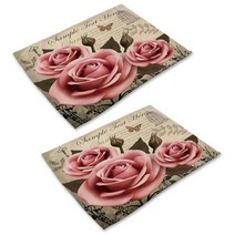 아울리빙 빈티지 꽃 식탁매트 2p, H, 42 x 32 cm