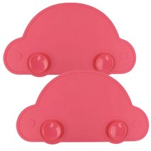 Drmini 고양이 & 강아지 실리콘 흡착 식기매트 자동차 48 x 25.5 cm, 레드, 2개입