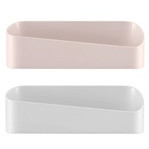 모던 흡착식 라운딩 욕실선반, 화이트, 아이보리, 2개