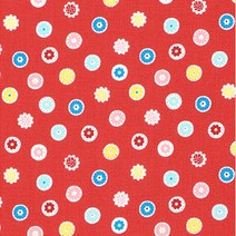 르시앙 미니뮤 도트 플라워 코튼 패브릭 원단, 레드